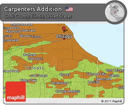 Physical Panoramic Map of Carpenters Addition