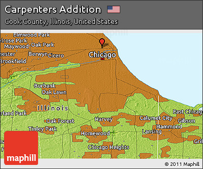 Physical Panoramic Map of Carpenters Addition