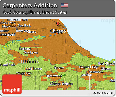 Physical Panoramic Map of Carpenters Addition