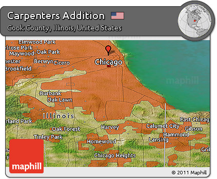 Satellite Panoramic Map of Carpenters Addition
