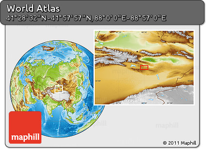 Physical Location Map of the Area around 41° 43' 14" N, 88° 28' 29" E