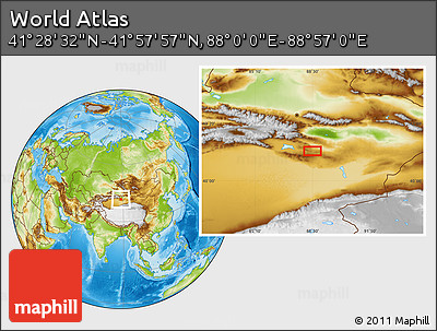 Physical Location Map of the Area around 41° 43' 14" N, 88° 28' 29" E