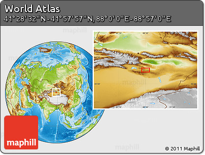 Physical Location Map of the Area around 41° 43' 14" N, 88° 28' 29" E