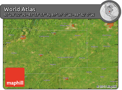 Satellite Map of the Area around 41° 43' 14" N, 89° 10' 30" W