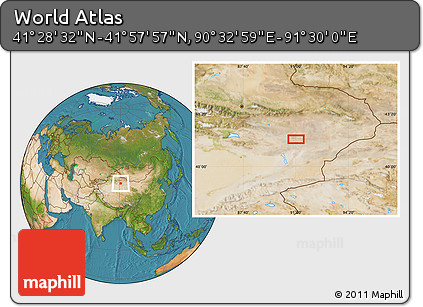 Satellite Location Map of the Area around 41° 43' 14" N, 91° 1' 30" E
