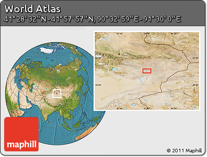 Satellite Location Map of the Area around 41° 43' 14" N, 91° 1' 30" E