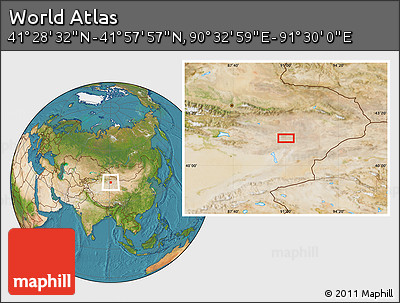 Satellite Location Map of the Area around 41° 43' 14" N, 91° 1' 30" E