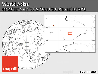 Blank Location Map of the Area around 41° 43' 14" N, 91° 52' 30" E