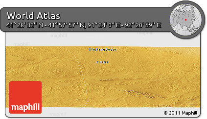 Physical Panoramic Map of the Area around 41° 43' 14" N, 91° 52' 30" E
