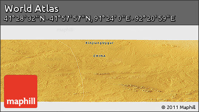 Physical Panoramic Map of the Area around 41° 43' 14" N, 91° 52' 30" E