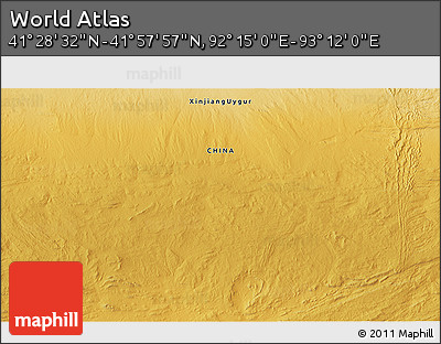 Physical 3D Map of the Area around 41° 43' 14" N, 92° 43' 29" E