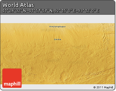 Physical 3D Map of the Area around 41° 43' 14" N, 92° 43' 29" E
