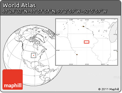 Blank Location Map of the Area around 41° 43' 14" N, 92° 34' 29" W