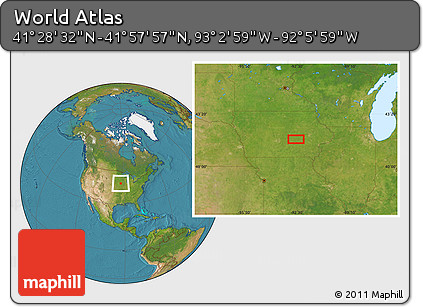Satellite Location Map of the Area around 41° 43' 14" N, 92° 34' 29" W