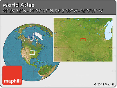 Satellite Location Map of the Area around 41° 43' 14" N, 92° 34' 29" W