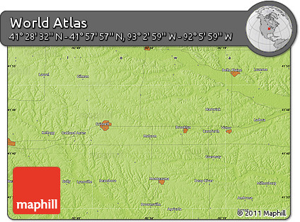 Physical Map of the Area around 41°&nbsp;43'&nbsp;14"&nbsp;N,&nbsp;92°&nbsp;34'&nbsp;29"&nbsp;W