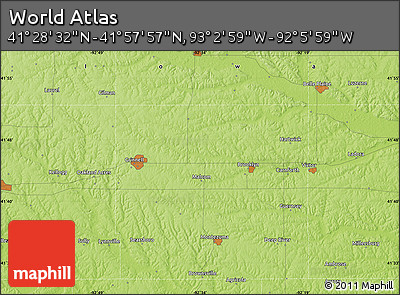 Physical Map of the Area around 41°&nbsp;43'&nbsp;14"&nbsp;N,&nbsp;92°&nbsp;34'&nbsp;29"&nbsp;W