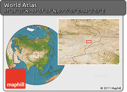 Satellite Location Map of the Area around 41° 43' 14" N, 93° 34' 29" E