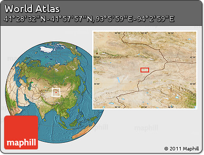 Satellite Location Map of the Area around 41° 43' 14" N, 93° 34' 29" E
