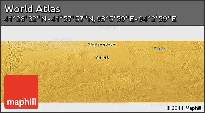 Physical Panoramic Map of the Area around 41° 43' 14" N, 93° 34' 29" E