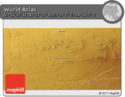 Physical 3D Map of the Area around 41° 43' 14" N, 94° 25' 30" E