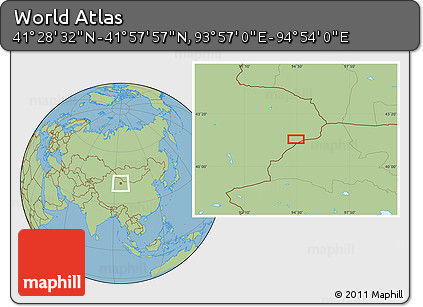 Savanna Style Location Map of the Area around 41° 43' 14" N, 94° 25' 30" E