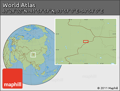 Savanna Style Location Map of the Area around 41° 43' 14" N, 94° 25' 30" E