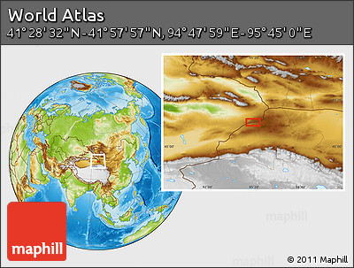 Physical Location Map of the Area around 41° 43' 14" N, 95° 16' 30" E
