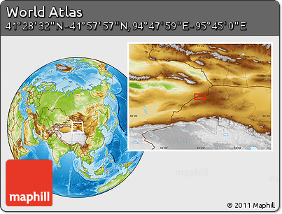 Physical Location Map of the Area around 41° 43' 14" N, 95° 16' 30" E