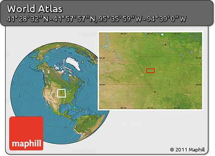 Satellite Location Map of the Area around 41° 43' 14" N, 95° 7' 30" W