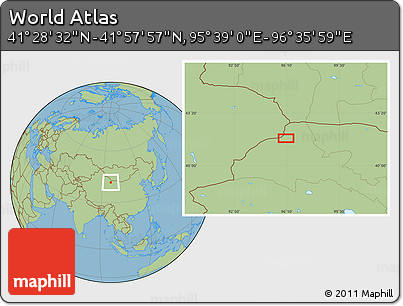 Savanna Style Location Map of the Area around 41° 43' 14" N, 96° 7' 30" E