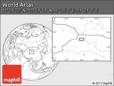 Blank Location Map of the Area around 41° 43' 14" N, 96° 58' 29" E