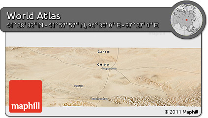 Satellite Panoramic Map of the Area around 41° 43' 14" N, 96° 58' 29" E
