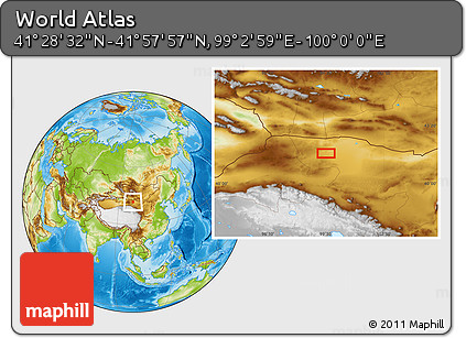 Physical Location Map of the Area around 41° 43' 14" N, 99° 31' 30" E