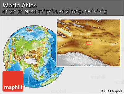 Physical Location Map of the Area around 41° 43' 14" N, 99° 31' 30" E