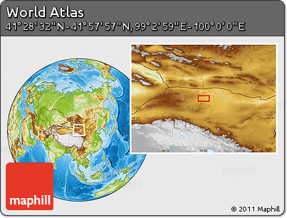 Physical Location Map of the Area around 41° 43' 14" N, 99° 31' 30" E