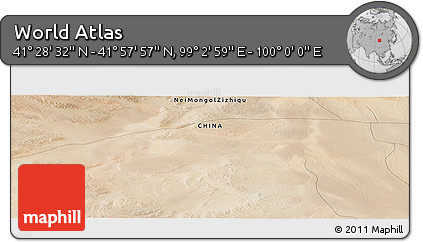 Satellite Panoramic Map of the Area around 41° 43' 14" N, 99° 31' 30" E