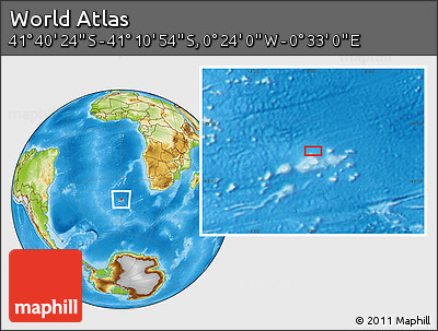 Physical Location Map of the Area around 41° 25' 39" S, 0° 4' 30" E