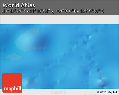 Physical 3D Map of the Area around 41° 25' 39" S, 104° 37' 30" E