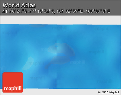 Physical 3D Map of the Area around 41° 25' 39" S, 108° 1' 30" E