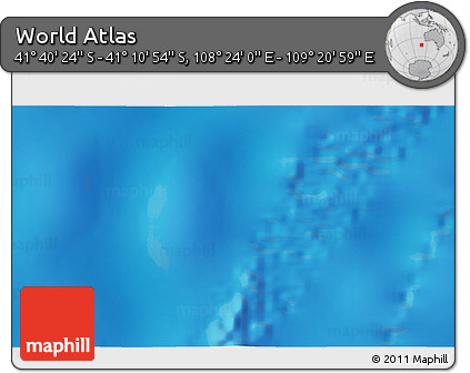 Physical 3D Map of the Area around 41° 25' 39" S, 108° 52' 30" E