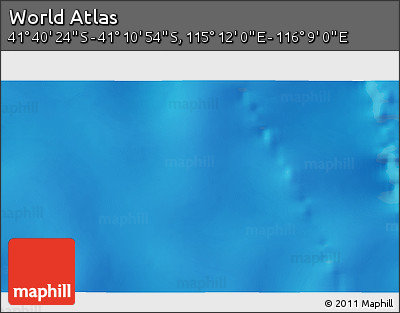 Physical 3D Map of the Area around 41° 25' 39" S, 115° 40' 30" E