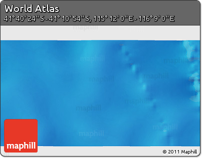 Physical 3D Map of the Area around 41° 25' 39" S, 115° 40' 30" E
