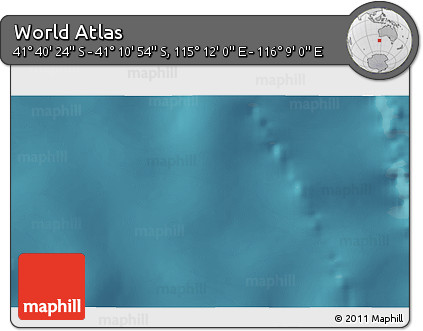 Satellite 3D Map of the Area around 41° 25' 39" S, 115° 40' 30" E