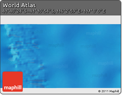 Physical 3D Map of the Area around 41° 25' 39" S, 116° 31' 30" E