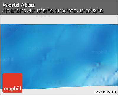 Physical 3D Map of the Area around 41° 25' 39" S, 11° 58' 29" E
