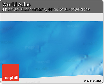 Physical 3D Map of the Area around 41° 25' 39" S, 11° 58' 29" E