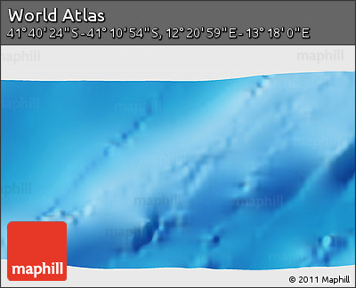 Physical 3D Map of the Area around 41° 25' 39" S, 12° 49' 29" E