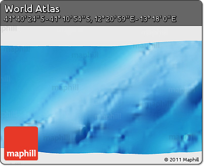 Physical 3D Map of the Area around 41° 25' 39" S, 12° 49' 29" E