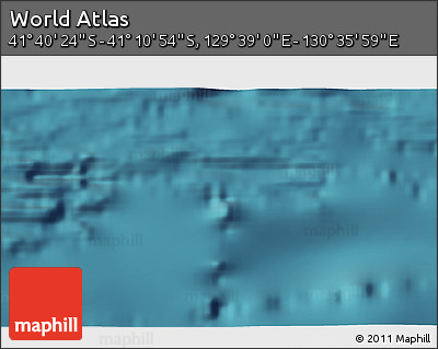 Satellite 3D Map of the Area around 41° 25' 39" S, 130° 7' 30" E